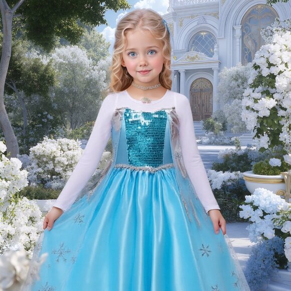 โ๏ธ Elsa-Inspired Ice Queen Dress + Accessories Set โ๏ธ - Picture 1 of 6